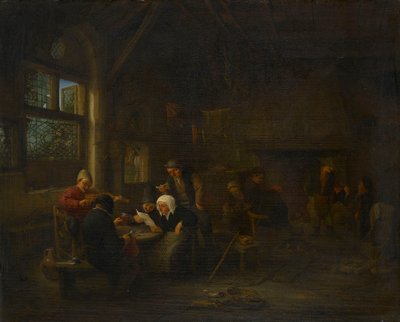 Egy esti jelenet egy kocsmában, egy hegedűssel alkotó: Adriaen van Ostade