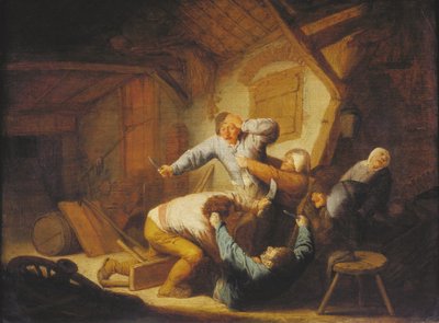 Holland: Parasztok harcolnak egy fogadóban alkotó: Adriaen van Ostade