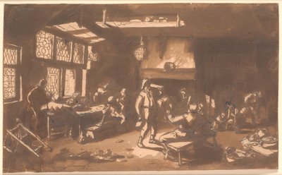 Egy fogadó sok vendéggel alkotó: Adriaen van Ostade
