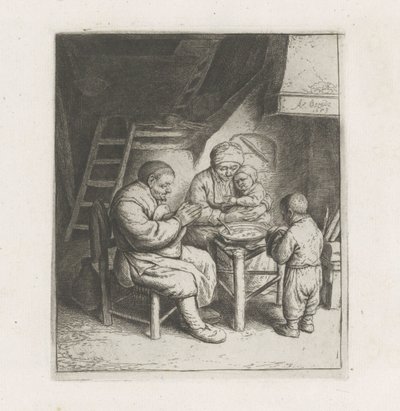 A család imádkozik étkezés előtt alkotó: Adriaen van Ostade