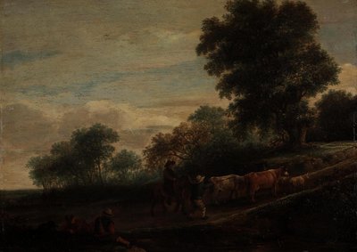 Tájkép pásztorokkal és szarvasmarhákkal alkotó: Adriaen van Ostade