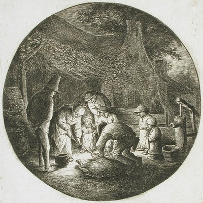 Parasztok disznót ölnek alkotó: Adriaen van Ostade