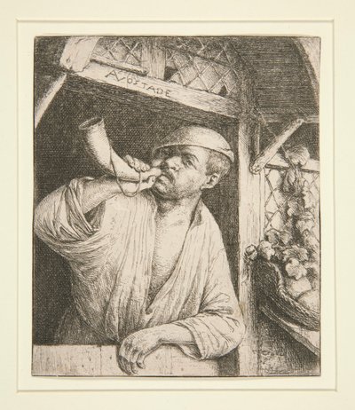 A pék kürtöt fúj alkotó: Adriaen van Ostade