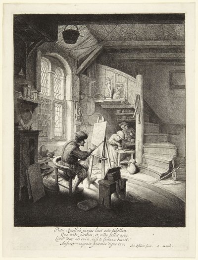 A festő a műtermében alkotó: Adriaen van Ostade