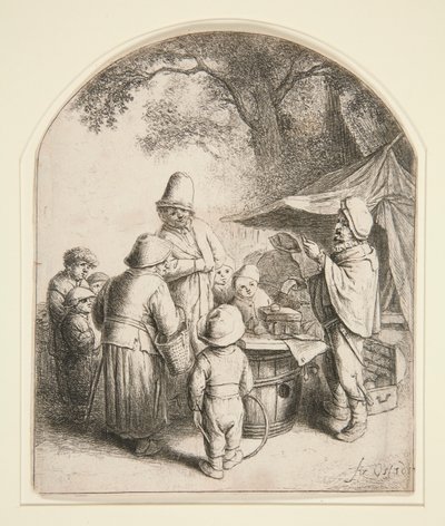 A Quacksalver alkotó: Adriaen van Ostade