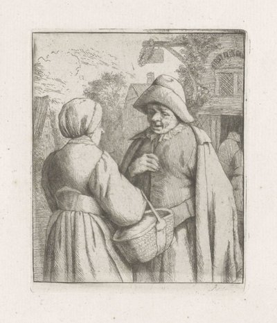 Nő és férfi beszélget alkotó: Adriaen van Ostade