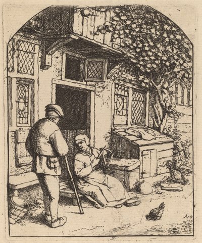 Orsón tekergő nő (La Devideuse) alkotó: Adriaen van Ostade
