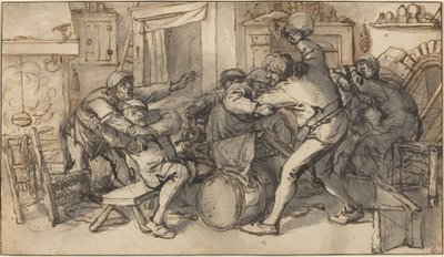Parasztok verekednek egy kocsmában alkotó: Adriaen van Ostade and Cornelis Dusart
