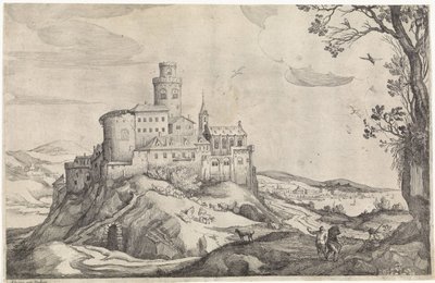 Táj kastély a hegyen alkotó: Adriaen van Stalbemt