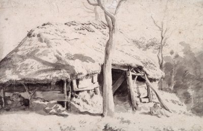 Egy birka akol az erdőben (kréta és mosás) alkotó: Adriaen van de Velde