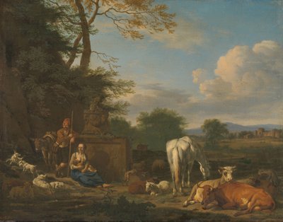 Árkádiai táj pihenő pásztorokkal és állatokkal alkotó: Adriaen van de Velde