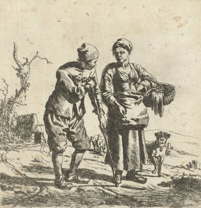 Farmer és felesége beszélgetésben alkotó: Adriaen van de Velde