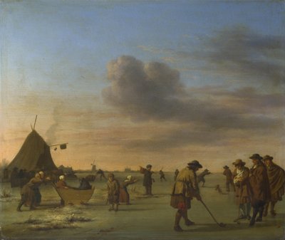 Golfozók a jégen Haarlem közelében alkotó: Adriaen van de Velde