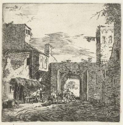 Fogadó a városkapunál, 1653 alkotó: Adriaen van de Velde