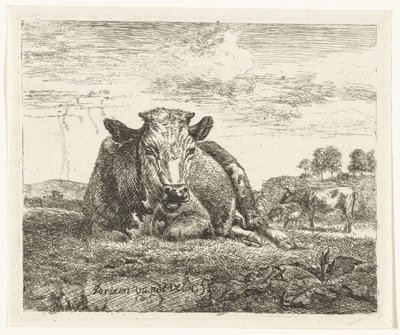 fekvő tehén Különböző állatok (sorozat címe) alkotó: Adriaen van de Velde