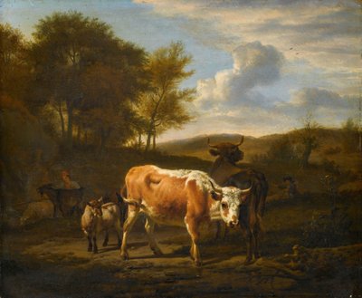Hegyvidéki táj tehenekkel alkotó: Adriaen van de Velde