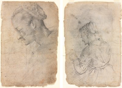 Egy női fej profilja (recto) Egy konyhalány (verso) alkotó: Adriaen van de Velde