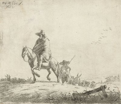 Lovas és pásztor marhákkal a földúton, 1653 alkotó: Adriaen van de Velde