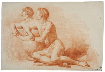 A földön ülő férfi akt tanulmánya alkotó: Adriaen van de Velde