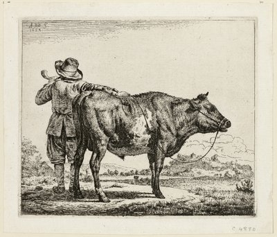 A tehénpásztor és a bika alkotó: Adriaen van de Velde