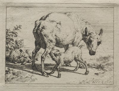 Az anyajuh és két bárány, 1670. alkotó: Adriaen van de Velde