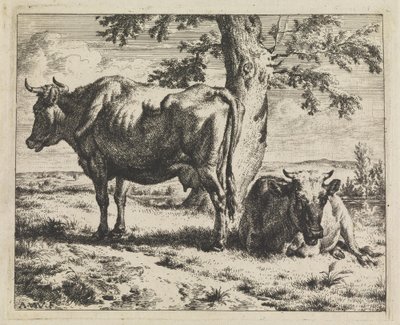 Két tehén egy fa alatt alkotó: Adriaen van de Velde