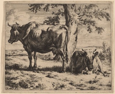 Két tehén egy fa alatt alkotó: Adriaen van de Velde