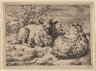 Két fekvő bárány alkotó: Adriaen van de Velde