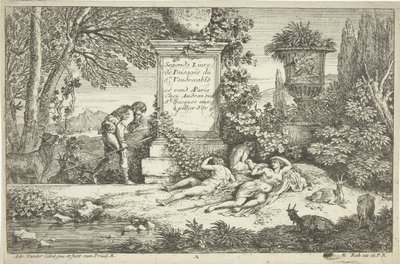 Alvó pásztorlányok Tájképek, 1. sorozat (sorozat címe) alkotó: Adriaen van der Kabel