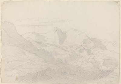 A Sabine Hills és a Rocca Santo Stefano a Civitellából nézve alkotó: Adrian Ludwig Richter