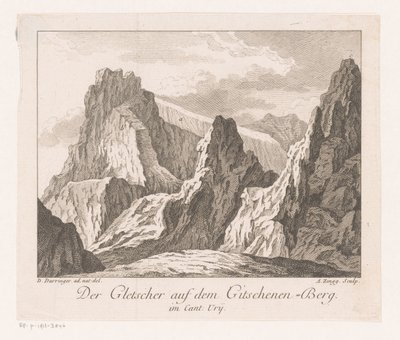 Kilátás egy gleccserre az Alpokban Der Gletscher auf dem Gitschenen-Berg (cím a tárgyon) alkotó: Adrian Zingg