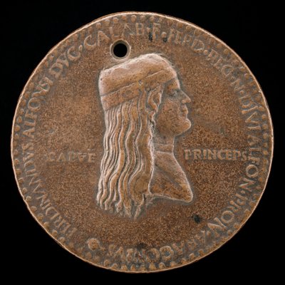 II. Aragóniai Ferdinánd, meghalt 1496-ban, Capua hercege és Nápoly királya 1495-ben [obv], 1494-ben vagy korábban. alkotó: Adriano Fiorentino