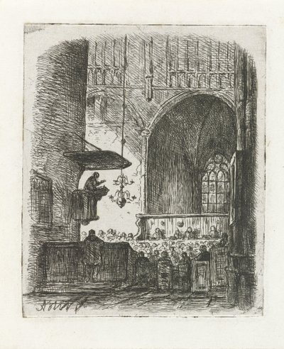 Templombelső templomi szolgálattal alkotó: Adrianus Wilhelmus Nieuwenhuyzen