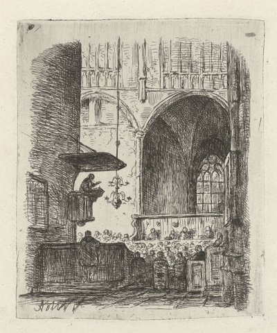 Templombelső templomi szolgálattal alkotó: Adrianus Wilhelmus Nieuwenhuyzen