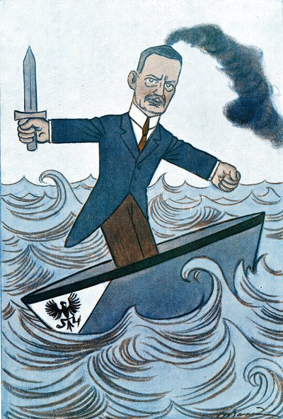 Wilhelm Cuno (1876-1933) rajzfilmje, tengerészeti ügyekért felelős német politikus. Adrien Barrere (1877-1931) rajza a Fantasióból alkotó: Adrien Barrere