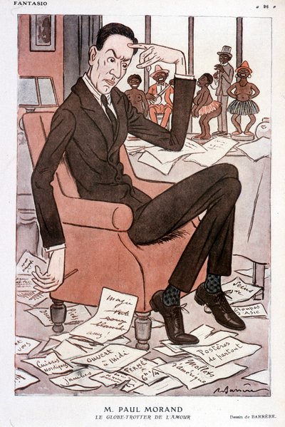 Humoros portré Paul Morandról – Barrère a „Fantasio” című filmben, 1928.09.15. alkotó: Adrien Barrere