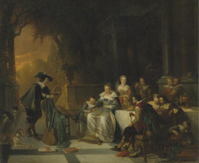 John Dryden a Bíróság előtt olvassa egyik versét, 1869 alkotó: Adrien Ferdinand de Braekeleer