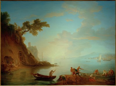 A nápolyi tengerpart a reggeli fényben alkotó: Adrien Manglard