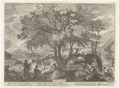 november (cím az objektumon) A tizenkét hónap (sorozat címe) alkotó: Egidius  Sadeler (II)
