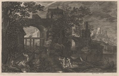 Éjszakai horgászat a Fortified Bridges közelében alkotó: Aegidius Sadeler II after Pieter Stevens