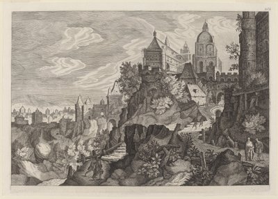 Sziklás táj Csehországban alkotó: Aegidius Sadeler II after Pieter Stevens