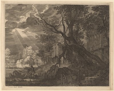 Táj a Holdfényben horgászó férfiakkal alkotó: Aegidius Sadeler II after Roelandt Savery