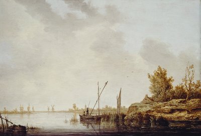 Folyói jelenet távoli szélmalmokkal, 1640-42 körül alkotó: Aelbert Cuyp