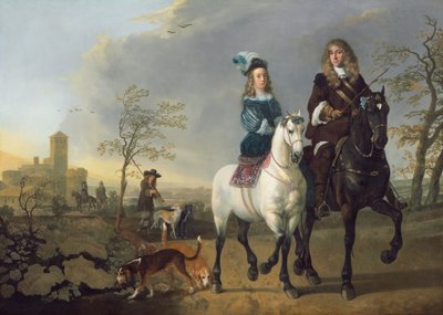 Hölgy és úriember lóháton, c. 1655, átdolgozva 16601665. alkotó: Aelbert Cuyp