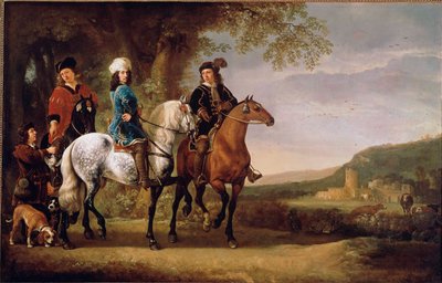A holland nemesek lóháton sétálnak. Albert (Aelbert vagy Aelbrecht) Cuyp (1620-1691) festménye 17. század V. 119x152,5 cm Párizs, Louvre múzeum alkotó: Aelbert Cuyp