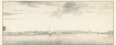 Kiterjedt folyóra néző hajókkal nyugodt vízen alkotó: Aelbert Cuyp