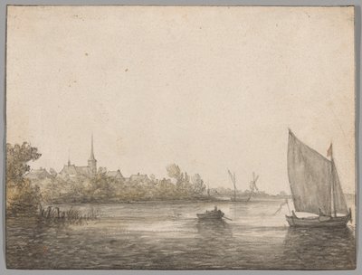 Kilátás az IJsselmonde-ra az Új-Maason keresztül alkotó: Aelbert Cuyp