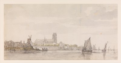 Kilátás a dordrechti Groote Kerkre a Maas folyó felől alkotó: Aelbert Cuyp