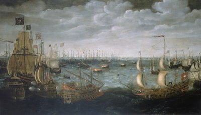 Tűzhajók indítása a spanyol armada ellen, 1588. augusztus 7., 1590 körül (olaj, vászon) alkotó: Aert Anthonisz