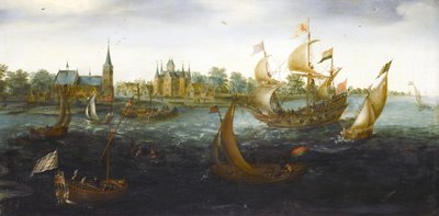 Az IJsselmonde partjainál közlekedő hajók alkotó: Aert Anthoniszoon